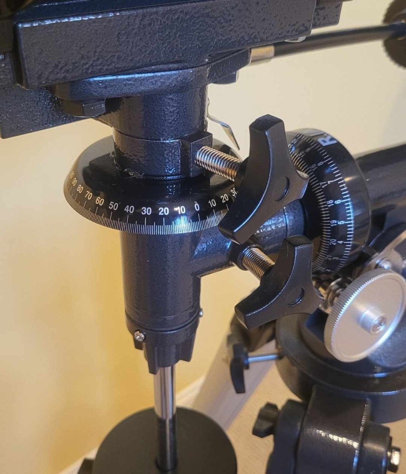 Setting circles in the EQ-2 equatorial mount of Orion SpaceProbe 130ST