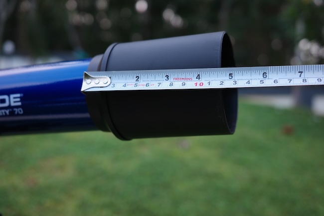 Measuring the length of Meade Infinity's dew shield