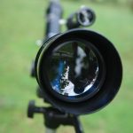The refractor lens of Celestron Travel Scope 50