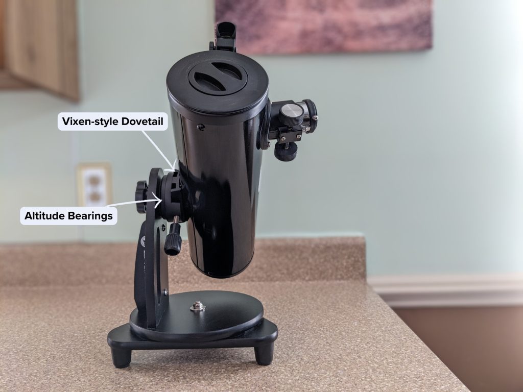 Altitude bearings and dovetail of the Z100