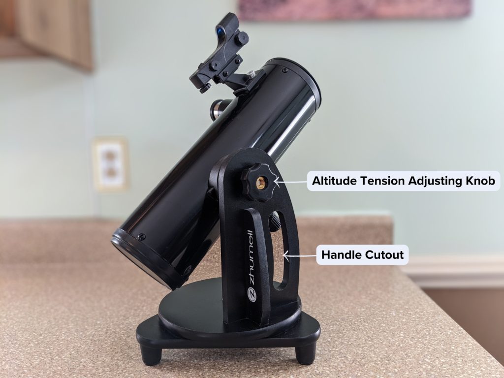 Altitude knob and cut out for handle of the Z100 being marked and shown
