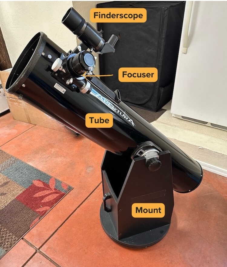 Apertura AD8 with major parts labeled