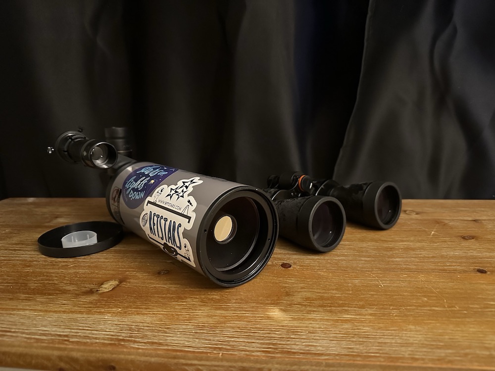 SarBlue Mak70 with a 7x50 binocular