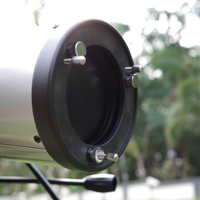 Back side of DX 130AZ showing the collimation and locking screws