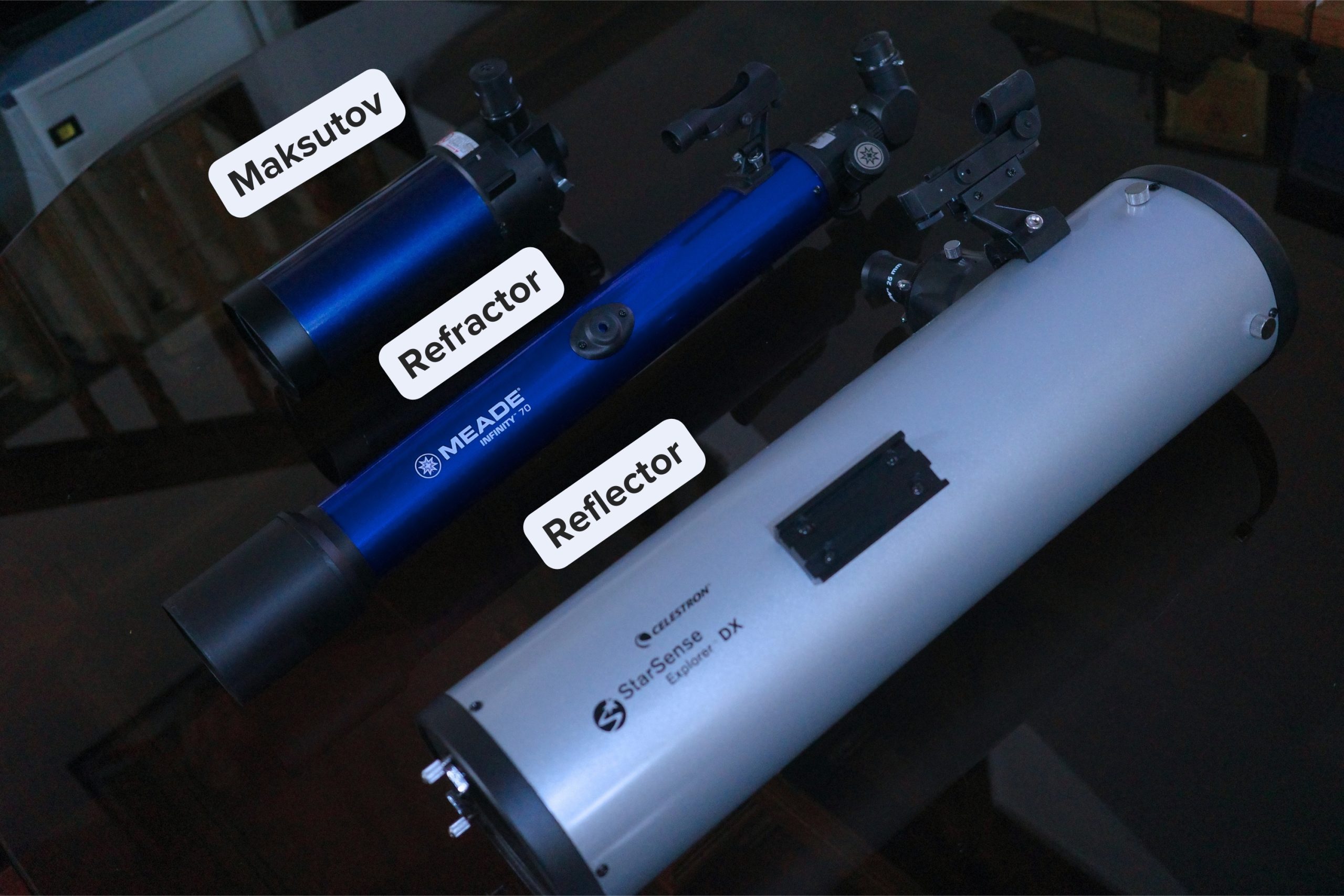 three optical tubes together