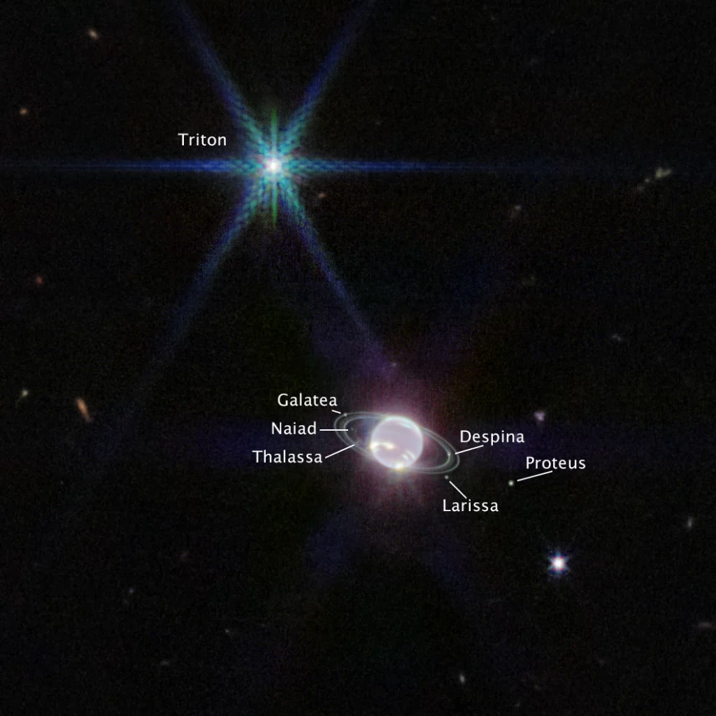 Neptune and its moon taken by Webb Space Telescope