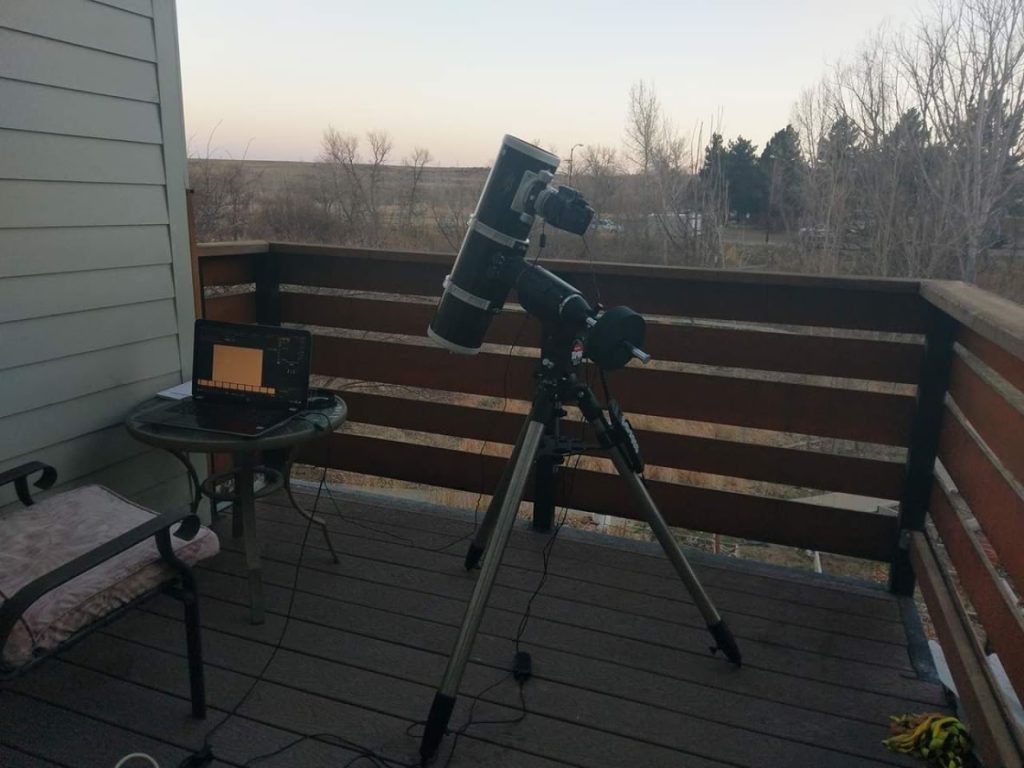 Orion Sirius EQ-G Computerized GoTo Telescope Mount on my backyard with